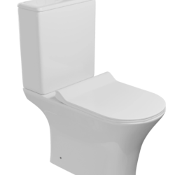 Унитаз-компакт безободковый WAVE STAR гориз, нижн, 2-кн.арм, сид. полипр, м/л, быстр, БЕЛЫЙ глянец