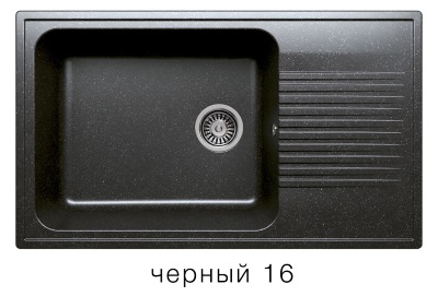 Мойка F-19 с крылом, черная (16), 500*850*205мм