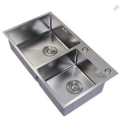 Мойка настол.монтаж 72х40 (3,0) 2-х ЧАШЕВАЯ вып 3 1/2 MIXLINE PRO 22см с сифоном (сатин)