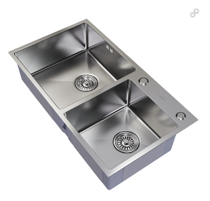 Мойка настол.монтаж 72х40 (3,0) 2-х ЧАШЕВАЯ вып 3 1/2 MIXLINE PRO 22см с сифоном (сатин)