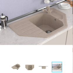 Мойка ML-GMS17 СТАНДАРТ угловая с крылом, песочный (302), 780*485*190мм