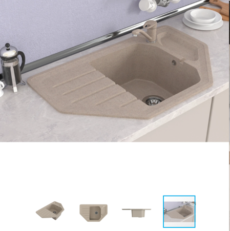 Мойка ML-GMS17 СТАНДАРТ угловая с крылом, песочный (302), 780*485*190мм