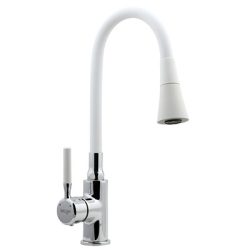 64 Смеситель для кухни гибкий излив "Белый"  СВ3564-W