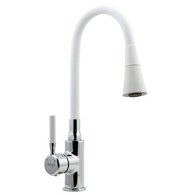 64 Смеситель для кухни гибкий излив "Белый"  СВ3564-W