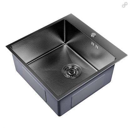 Мойка настол. монтаж 50х50 (3, 0) вып 3 1/2 MIXLINE PRO 20см с сифоном (черный графит НАНО)