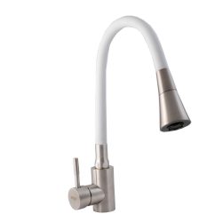 62 Смеситель для кухни СВ3562W (нержавейка) с гибким изливом БЕЛЫЙ