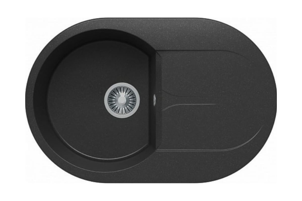 Мойка ATOL-760 (№16) овальная с крылом, черный (16), 760*500мм