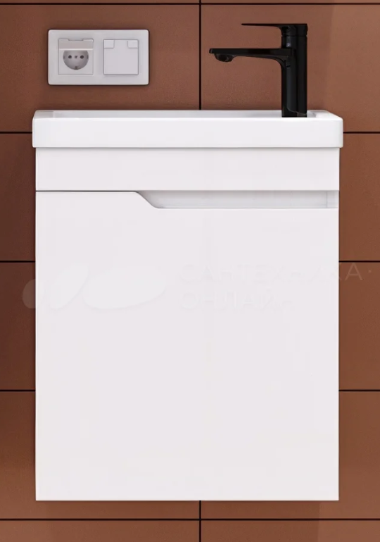 Тумба с раковиной (Фостер 45) подвесная Итана Sky 45 455х250х570 левая (CC 3005  Белый глянец 05)