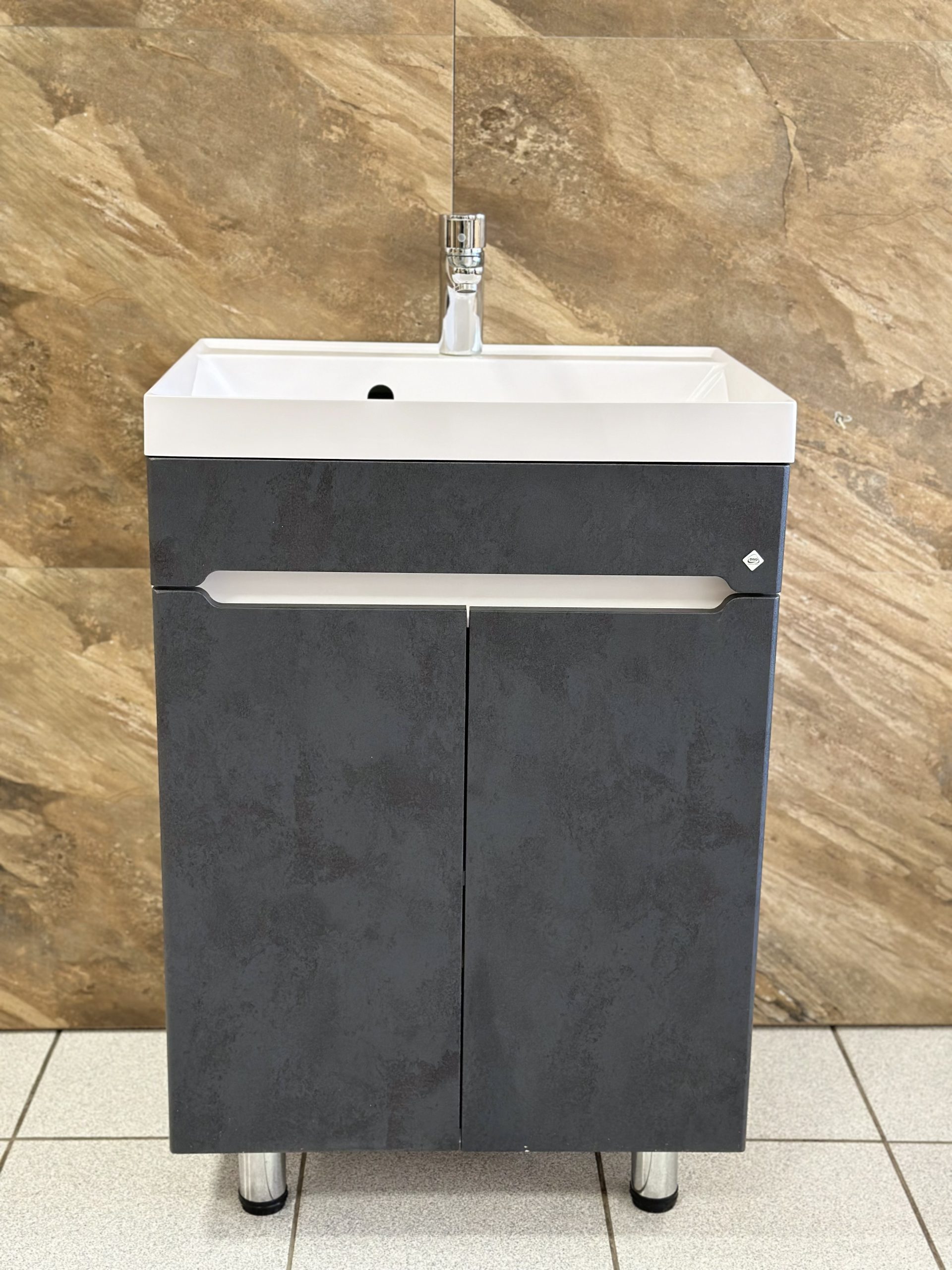 3 Тумба  "Уран СОМО 60" 2 створки Бетон Пайн