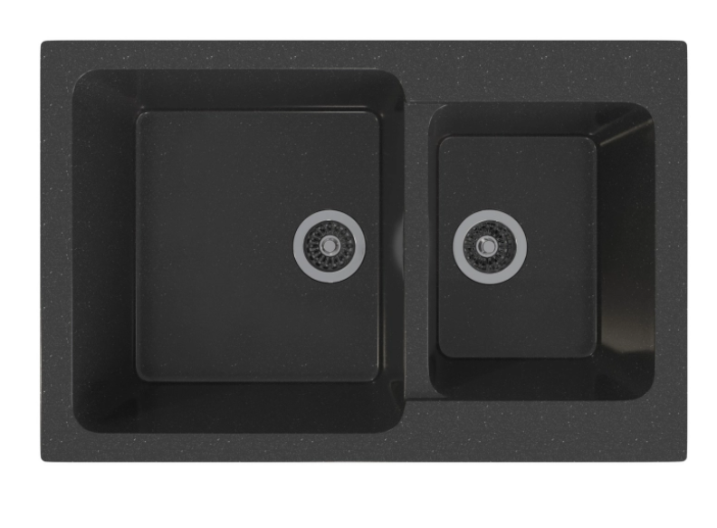 Мойка ML-GMS13 СТАНДАРТ двухчашевая, черный (308), 775*505*200мм