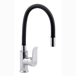 61 Смеситель для кухни с гайкой с гибким изливом (Черный) С3561Т