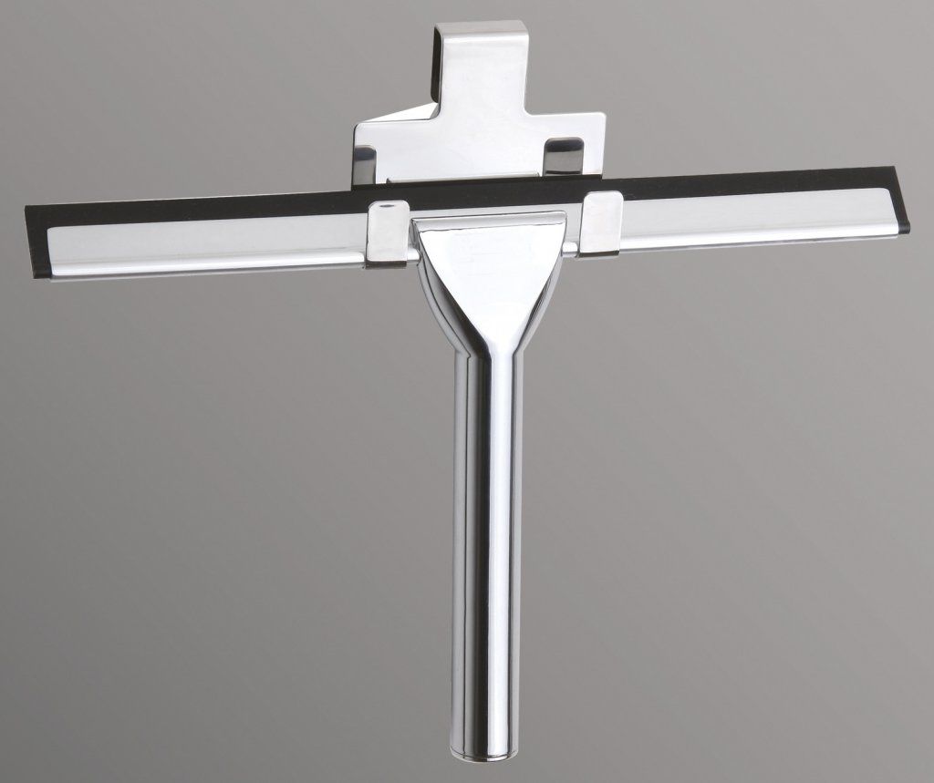 Скребок (водосгон) Veconi из силикона с держателем из металла для душевых ограждений из стекла