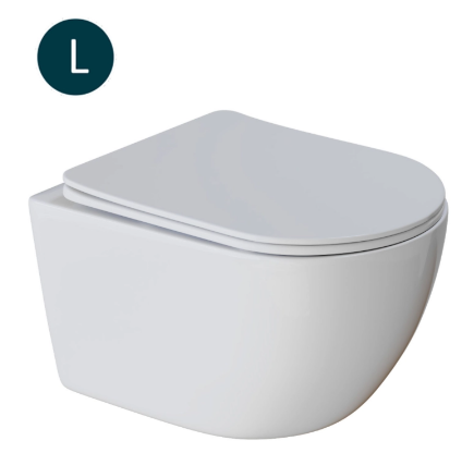 Унитаз подвесной безободковый WAVE ROUND сид. дюропласт, м/л, быстр, БЕЛЫЙ глянец (L)