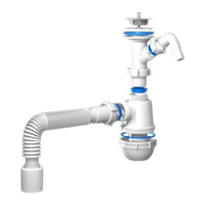 Сифон 1 1/2х40 Ани Грот с отв. с/м, с гофрой 40*50  А2010 (25 шт.)