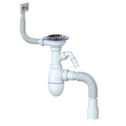 Сифон 3 1/2*40 B435V с прямоуг. перел, с носиком, с гофрой 40*40*50 UNICORN(винт,шток,руч -латунь)