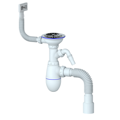 Сифон 3 1/2*40 B435V с прямоуг. перел, с носиком, с гофрой 40*40*50 UNICORN(винт,шток,руч -латунь)