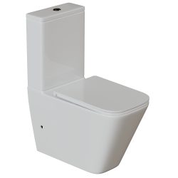 Унитаз-компакт безободковый WAVE SQUARE TornadoFlush гор,ниж,2-кн.арм,сид.дюр,м/л,быстр,БЕЛЫЙ глянец