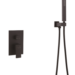 07 Смеситель встраиваемый с 3-функциями, излив, троп. душ, душ. лейка (черный) Люкс А8907