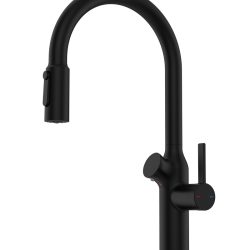 44 Смеситель для кухни + РОДНИК+ДОЗАТОР Люкс А3744-1 (Черный)