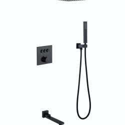 30 Смес. встраиваемый С ТЕРМОСТАТОМ с 3-функциями: излив, троп.душ, душ.лейка ЧЕРНЫЙ Люкс А8930-1
