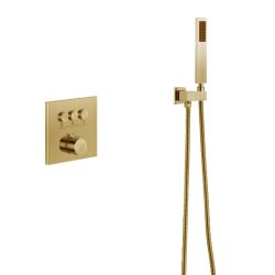 30 Смес. встраиваемый С ТЕРМОСТАТОМ с 3-функциями: излив, троп.душ, душ.лейка ЗОЛОТО Люкс А8930-4