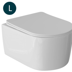 Унитаз подвесной безободковый WAVE SOLO сид. дюропласт, м/л, быстр, БЕЛЫЙ глянец (L)