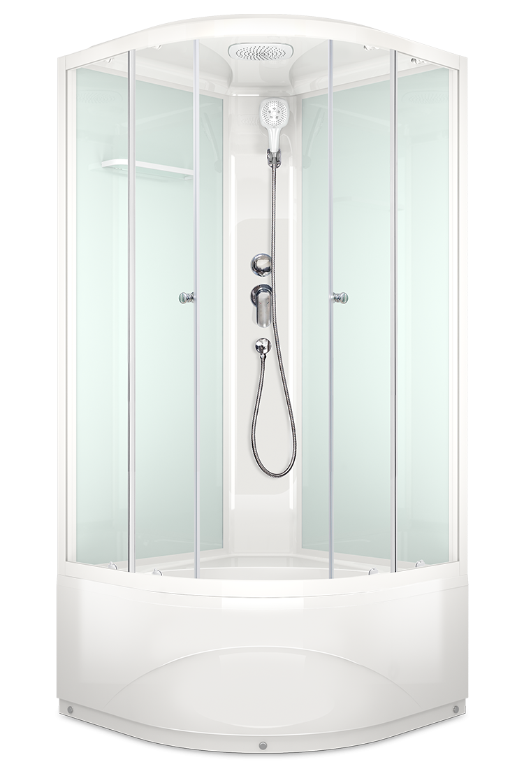 Душ кабина DOMANI-Spa Delight SLIM 99 high ,высокий поддон,белые стенки,стекло мат, 90*90*218С ЭЛЕКТ