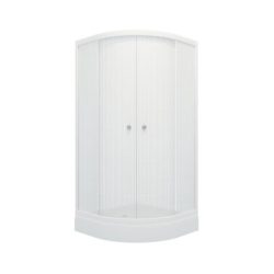 ДО "Стандарт 90*90 А1" АКВА - ЛЁН, полукруг, низ. поддон (3 места+сифон D90мм)