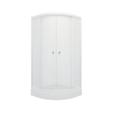 ДО "Стандарт 90*90 А1" АКВА - ЛЁН, полукруг, низ. поддон (3 места+сифон D90мм)