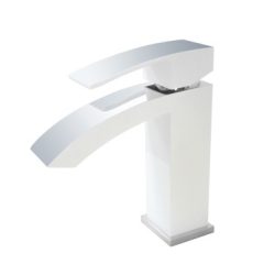 08 Смеситель для умывальника с гайкой Люкс (хром+белый) А3108