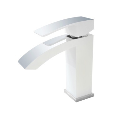 08 Смеситель для умывальника с гайкой Люкс (хром+белый) А3108