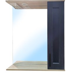 Зеркальный шкаф Мокко 60 С (Дуб сонома+Черный шагрень) Левый