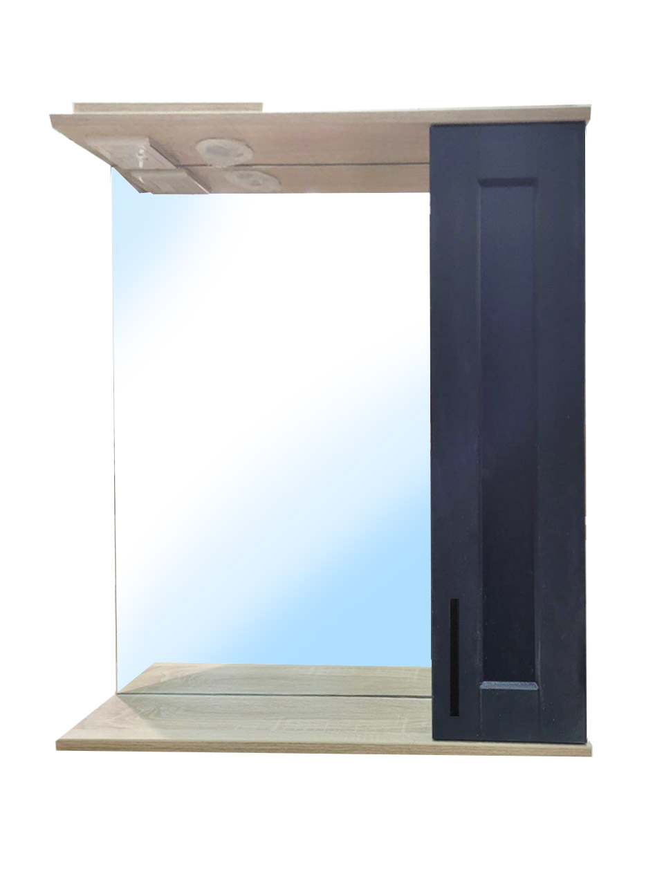 Зеркальный шкаф Мокко 60 С (Дуб сонома+Черный шагрень) Левый