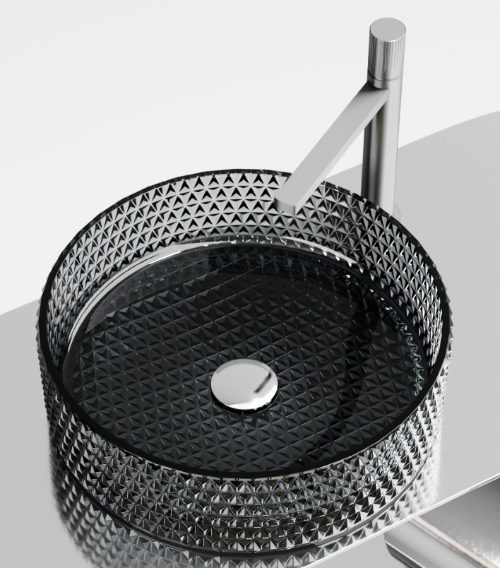 Умывальник чаша накладная круглая (цвет чёрный) Cristal 360*360*112мм CN6060