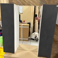 4 Шкаф зеркальный  "Уран 800" 2 створки Графит (фацет)