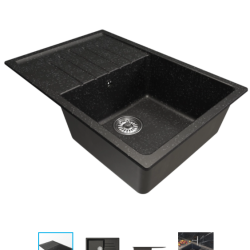 Мойка ML-GM19 с крылом, черная (308), 750*500*200мм