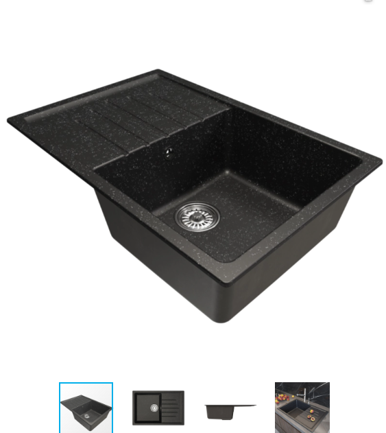 Мойка ML-GM19 с крылом, черная (308), 750*500*200мм