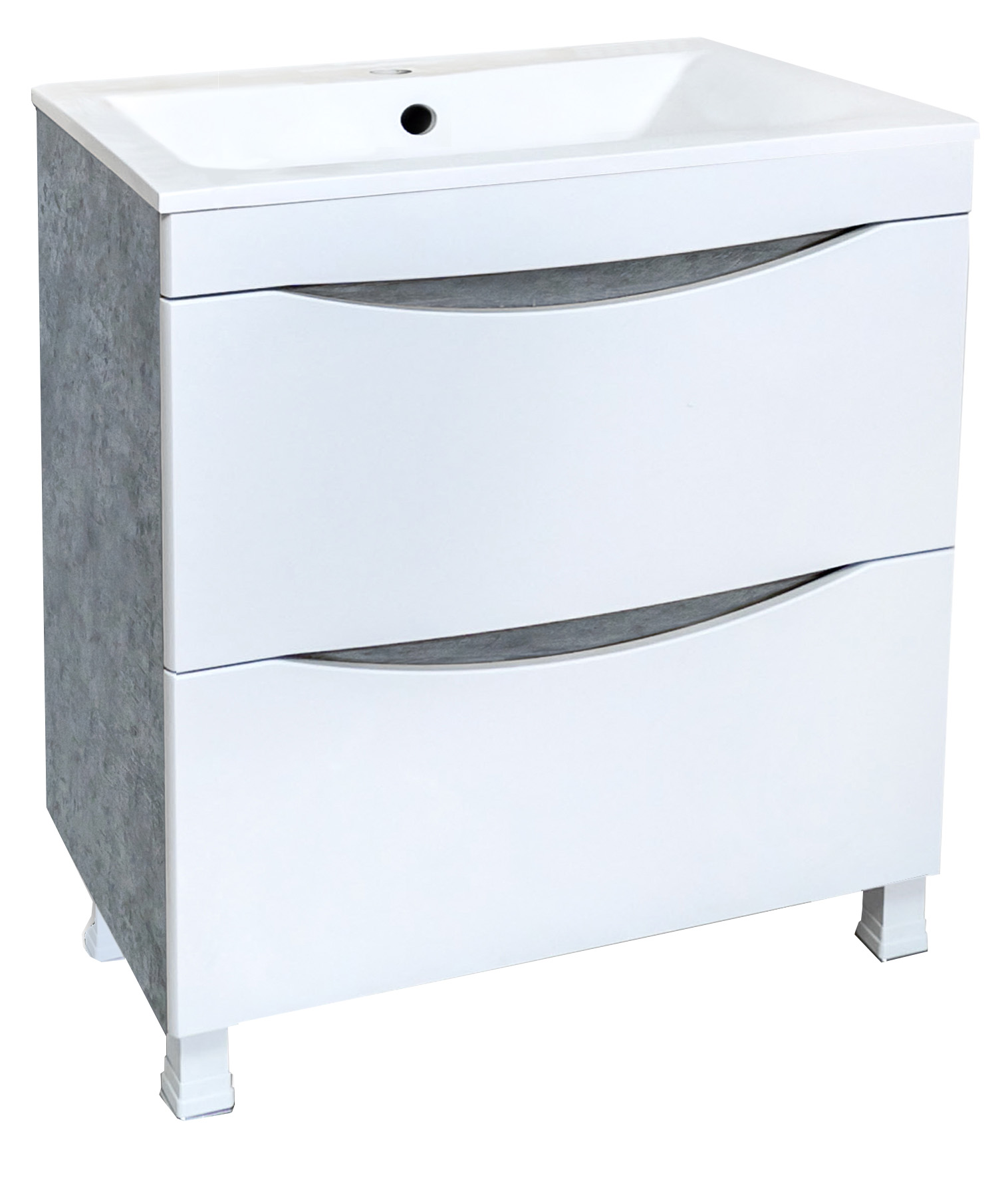 08 Тумба ИРИДА 800 напольная (бетон чикаго+белый)  под умыв. НАТАЛИ V 20/Paola Elegante 800