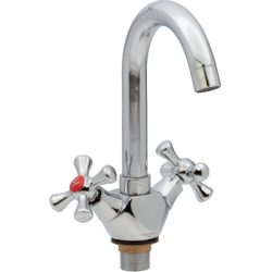 24 Смеситель для умывальника низкий излив с гайкой СВ1124