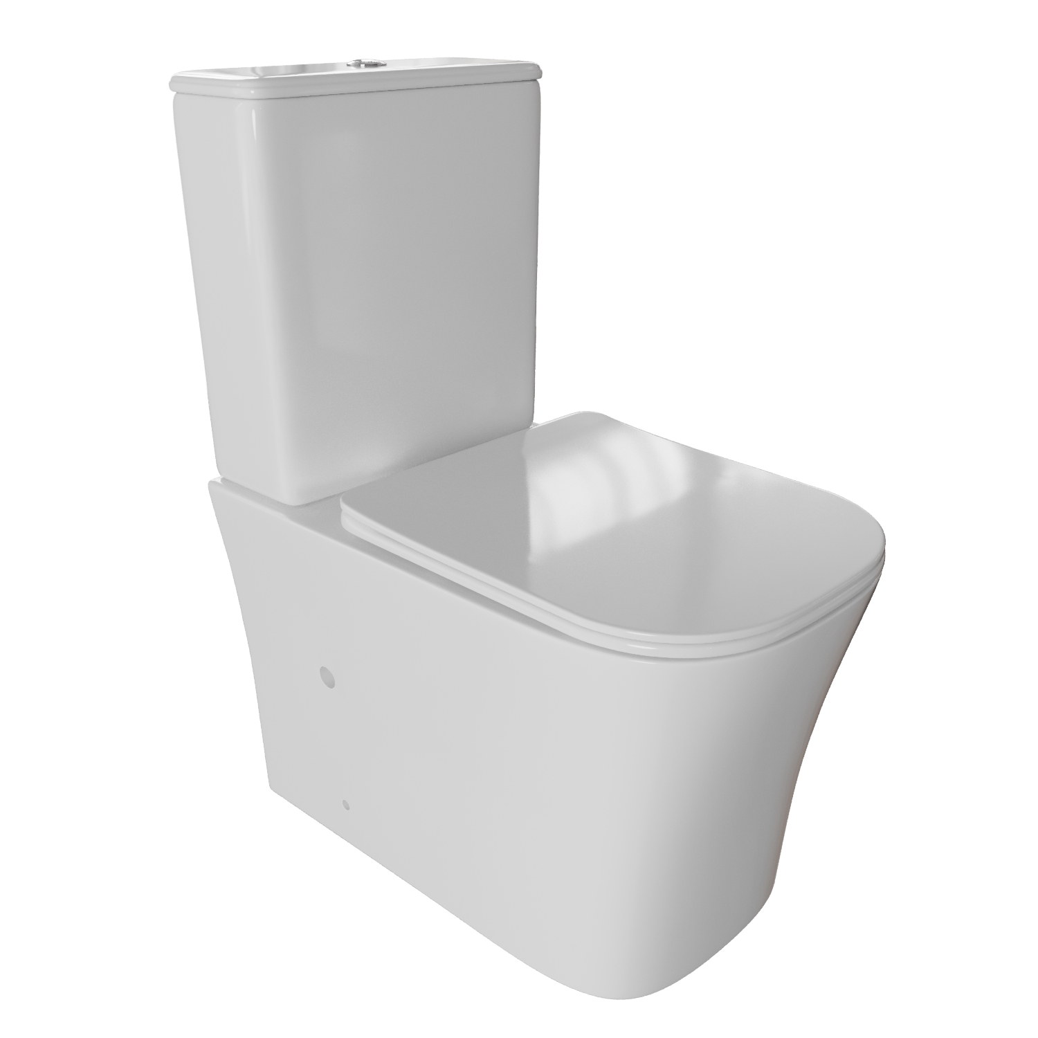 Унитаз-компакт безободковый WAVE PROMO гориз, нижн, 2-кн.арм, сид. дюро, м/л, быстр, БЕЛЫЙ глянец