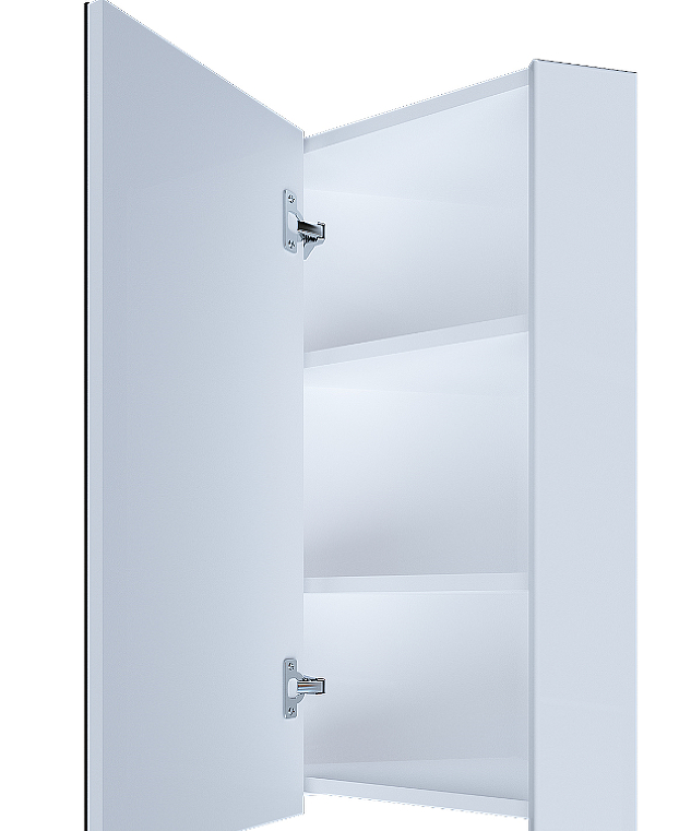 1 Зеркальный шкаф  Penta 43П угловой Белый глянец