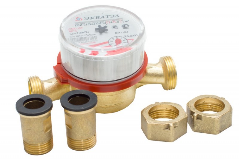 Счетчик д/воды Эквател с монтажным комплектом
