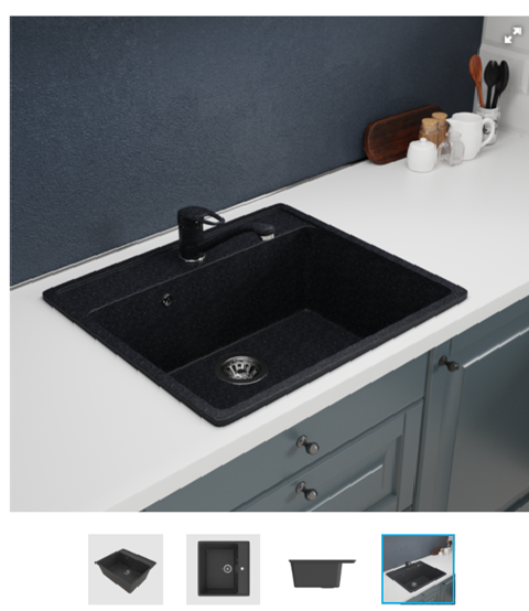 Мойка ML-GMS21 СТАНДАРТ прямоугольная, черный (308), 565*505*200мм