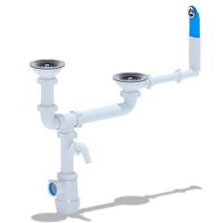 Сифон АНИ Грот 3 1/2" 40 двойной разноур.,с отвод. для стир. машины,с жестк. круг.перел (10 шт)А3700