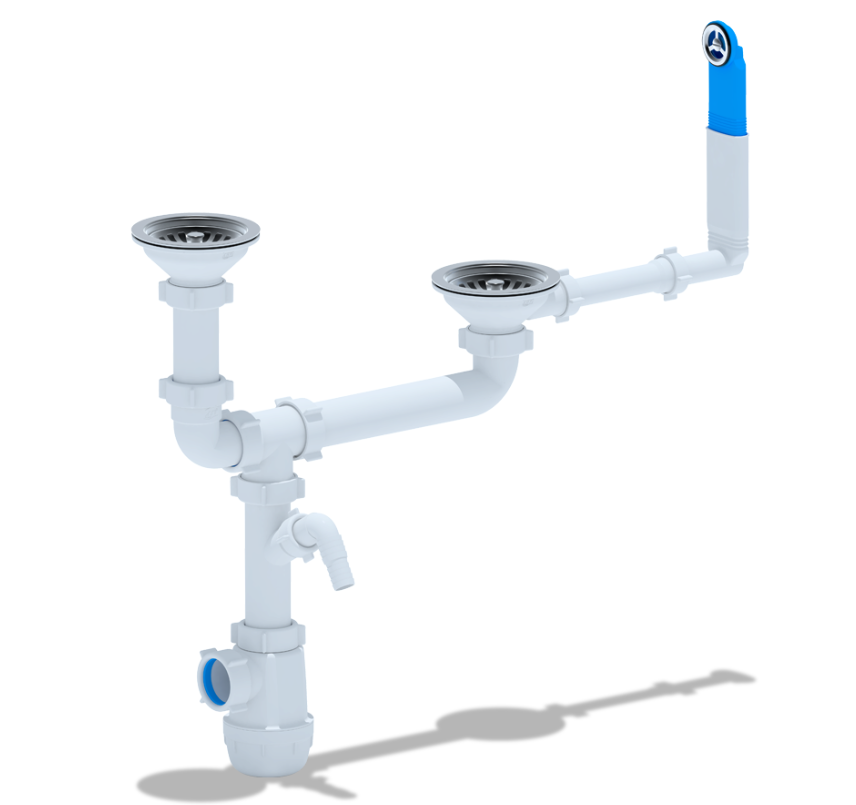 Сифон АНИ Грот 3 1/2" 40 двойной разноур.,с отвод. для стир. машины,с жестк. круг.перел (10 шт)А3700