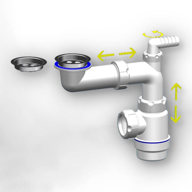 Сифон Grand 1 1/2х40  с отводом для стир. машины+гофра