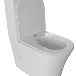 Унитаз-компакт безободковый WAVE TREND гориз, нижн, 2-кн.арм, сид. дюро, м/л, быстр, БЕЛЫЙ глянец