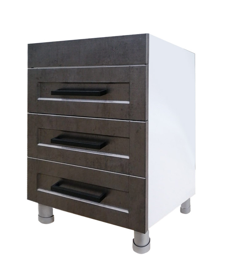 Тумба  Мокко 60  3 ящ.((Белый+Лофт сильвер Пэлас) под COMO 60