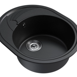 Мойка ML-GM17 КОМФОРТ овальная с крылом, ультра-черная (344), 580*470*180мм