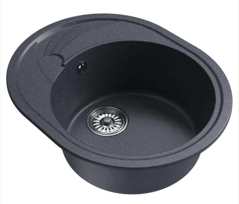 Мойка ML-GM17 КОМФОРТ овальная с крылом, антрацит (343) 580*470*180мм